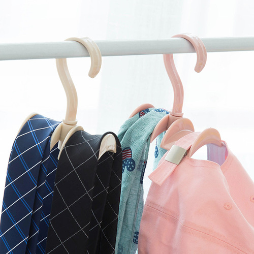 Bag rack wardrobe bag storage rack household nail-free hook creative tie hook rotatable plastic clothes hook