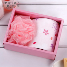 日本内野UCHINO樱花套装毛巾礼盒2 结婚回礼礼品 方巾浴花 红色