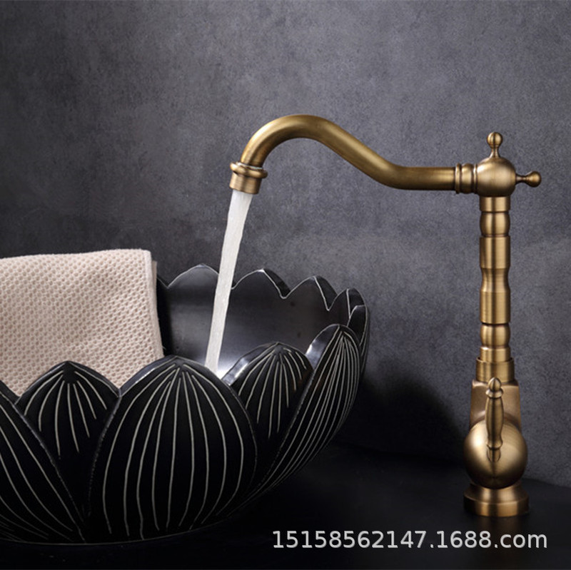 All copper creative vegetable basin faucet sink antique faucet kitchen hot and cold faucet basin vegetable basin faucet