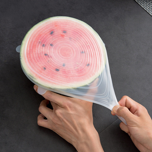 Silicone six-piece set of fresh-keeping lids, refrigerator bowl lids, transparent round lids, refrigerator bowl lids, microwave oven lids, plastic wrap