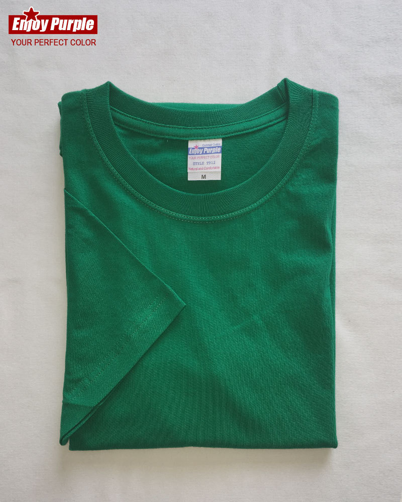 Verano refrescante de algodón puro color sólido cuello redondo manga corta Camiseta de moda pareja de hombres y mujeres 200g media manga blanca ins casual