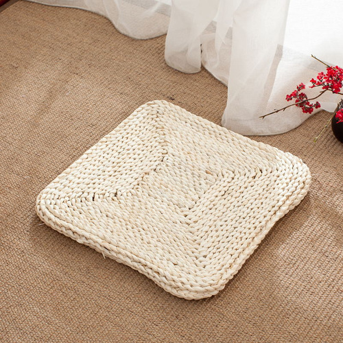 Woven Straw Futon, Square Thickened Cushion, Chair Mat, Tatami Floor Mat for Bay Windows, Traditional Chinese Culture Meditation & Prayer Pad, Zen Meditation & Seated Practice Mat