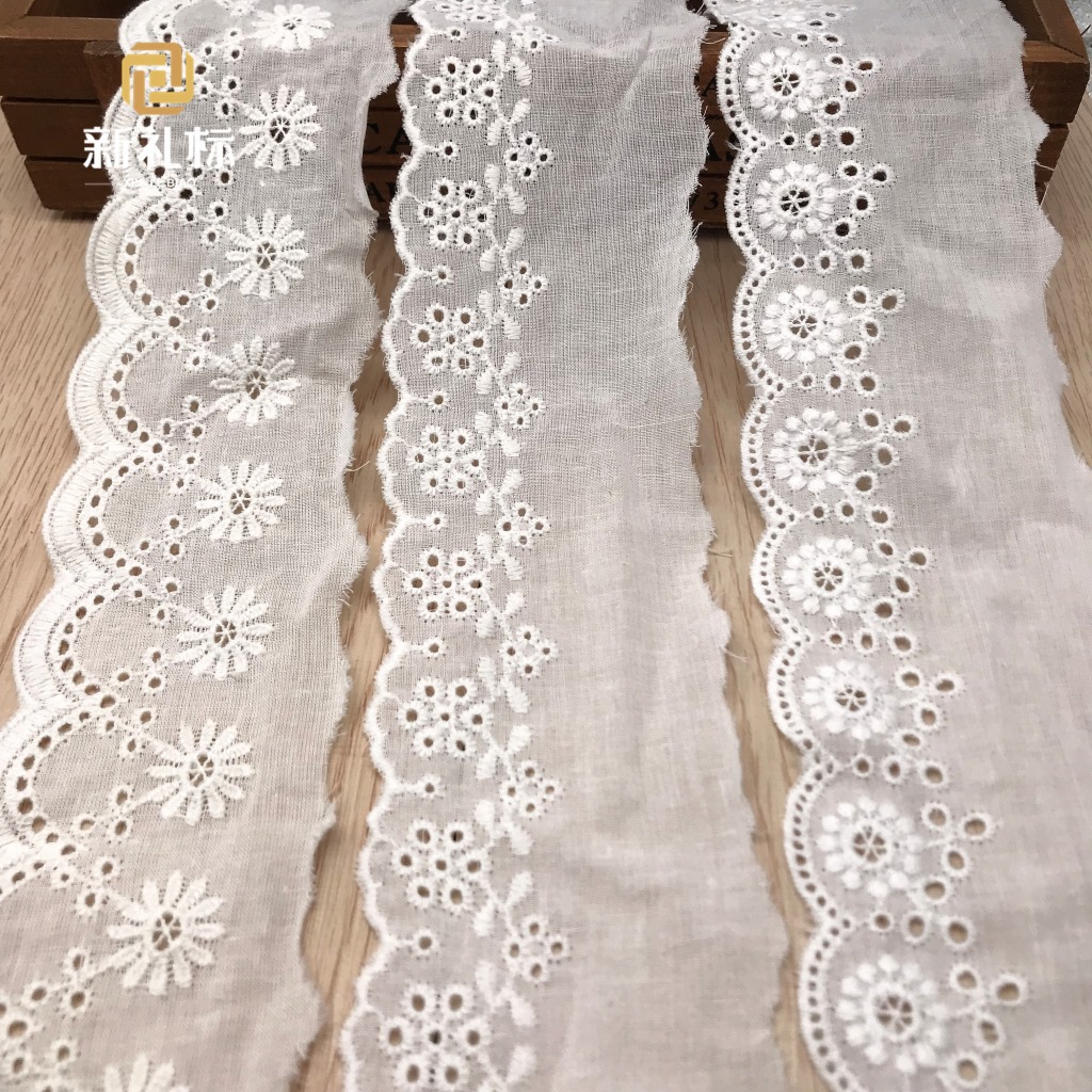 现货棉花边 水溶服装辅料DIY棉线条码棉布刺绣电脑绣花厂家直销