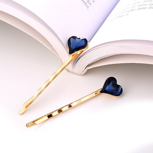 Korean version orange crystal metal one-piece hair clip fashion simple heart edge fringe hair accessory manufacturer wholesale