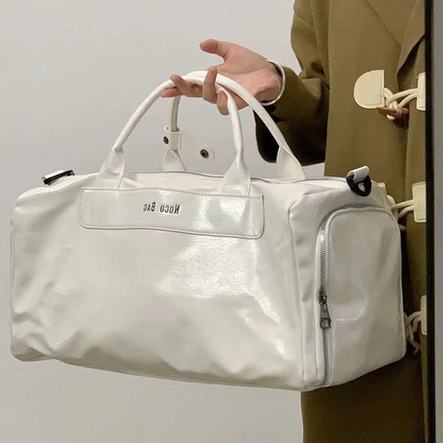 Fitness sports bag for men, hand-held, single-shoulder yoga swimming travel bag, oil wax PU leather, business trip large-capacity travel bag for women
