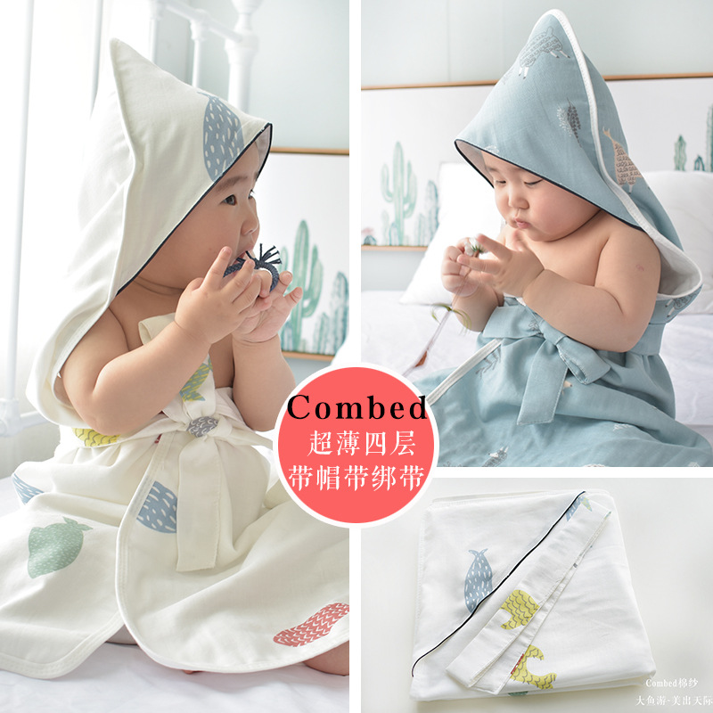 Class A ins new pattern baby Cotton Blanket four layers Gauze summer Newborn pure cotton Cuddle Swaddle