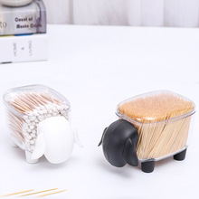 创意小绵羊储物罐塑料桌面收纳盒牙签棉签盒