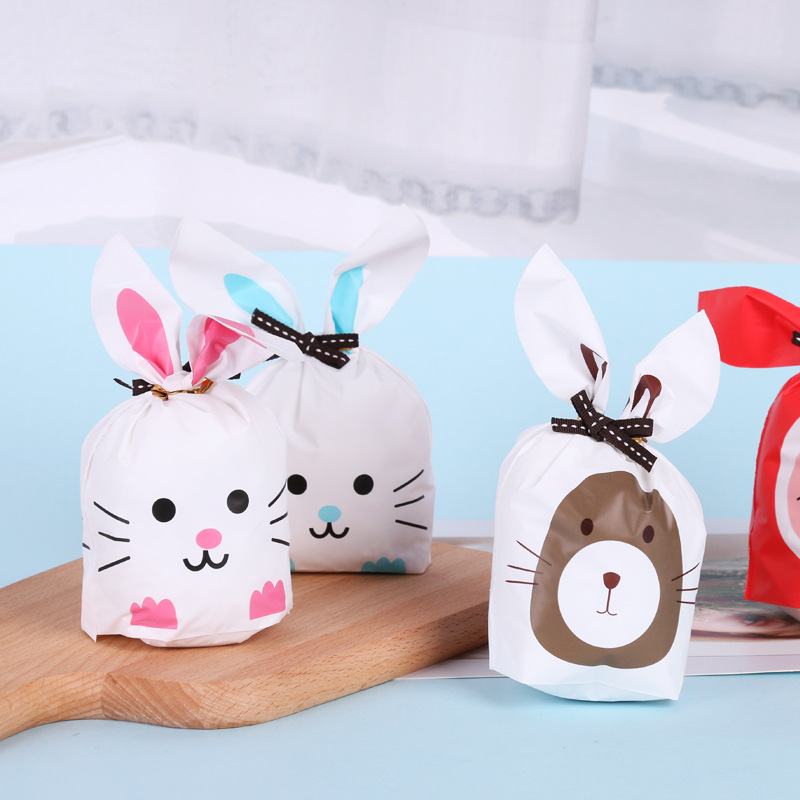 New Cute Long-Eared Baking Packaging Bag Rabbit Bag Biscuit Bag Candy Bag Small Snack Snowflake Crisp Packaging Bag