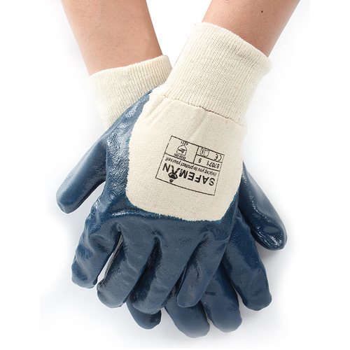 Junyu B7071 Nitrile Gloves with Velvet Half-Dipped Coating, Rubberized Cuffs, Anti-Slip, Wear-Resistant, Cut-Resistant, Puncture-Resistant, and Oil-Resistant Gloves