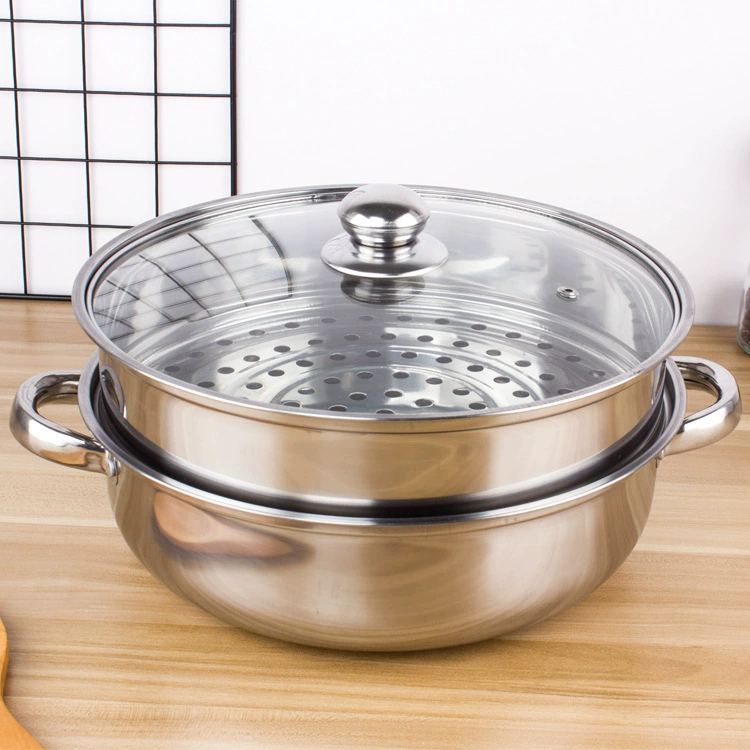 ✅Стainless steel soup steamer 28CM three-layer double-layer steamer multi-function hot pot single-layer soup pot manufacturer wholesale agent