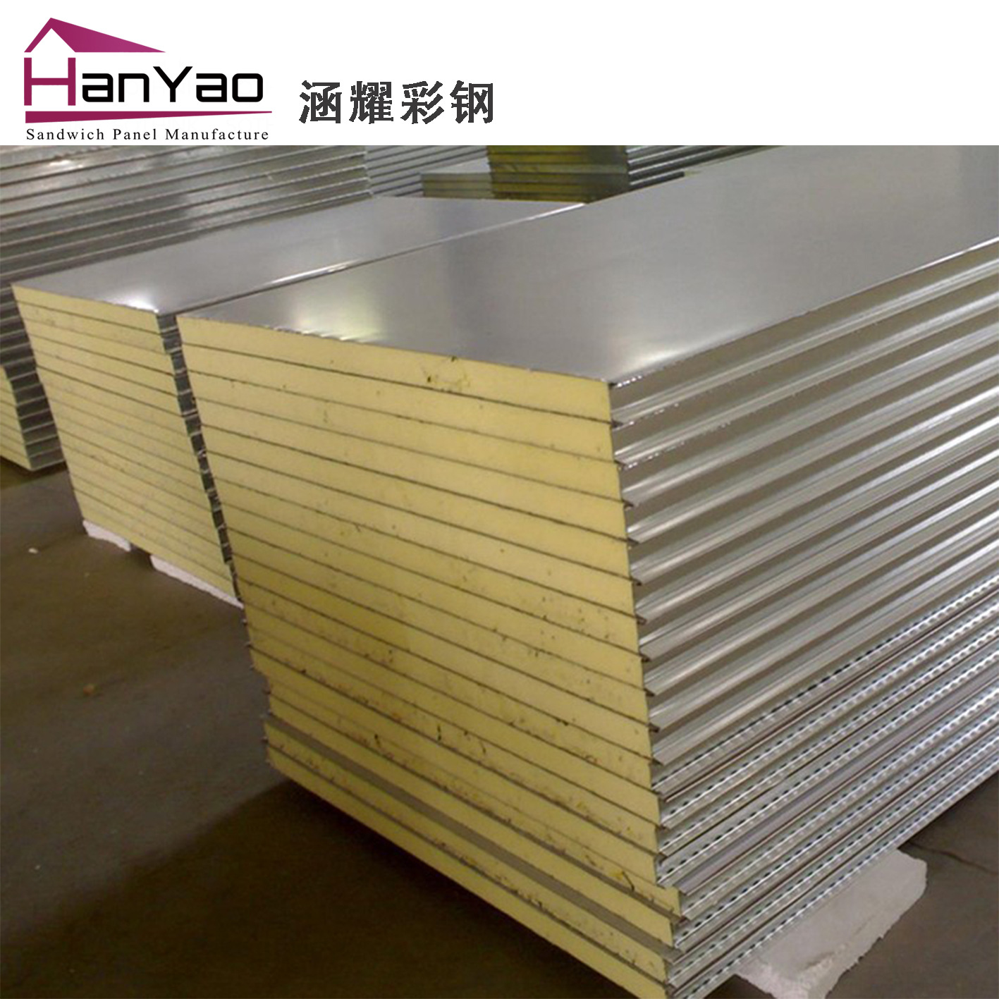 上海厂家供应50/75/100mm阻燃泡沫夹芯板岩棉彩钢板三明治夹芯板