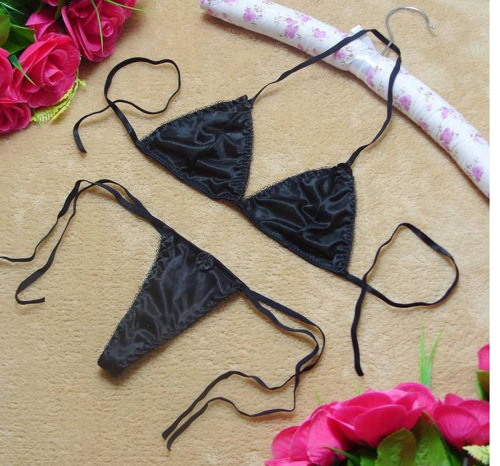 Sexy strappy Japanese erotic temptation hollow bikini three-point wire-free bra set 040