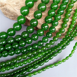 Wholesale handmade DIY accessories jade Taiwan jade spinach green Taiwan jade jade jade loose beads rice beads supply