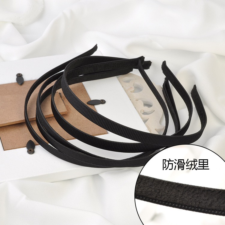 DIY Hair Accessories Black Thread Rib Material Non-slip Velvet Headband Full Covering Headband Hair Card Material