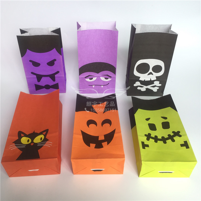 外贸 鬼节彩色糖果袋 万圣节烘焙包装袋 糖果零食袋 派对装饰