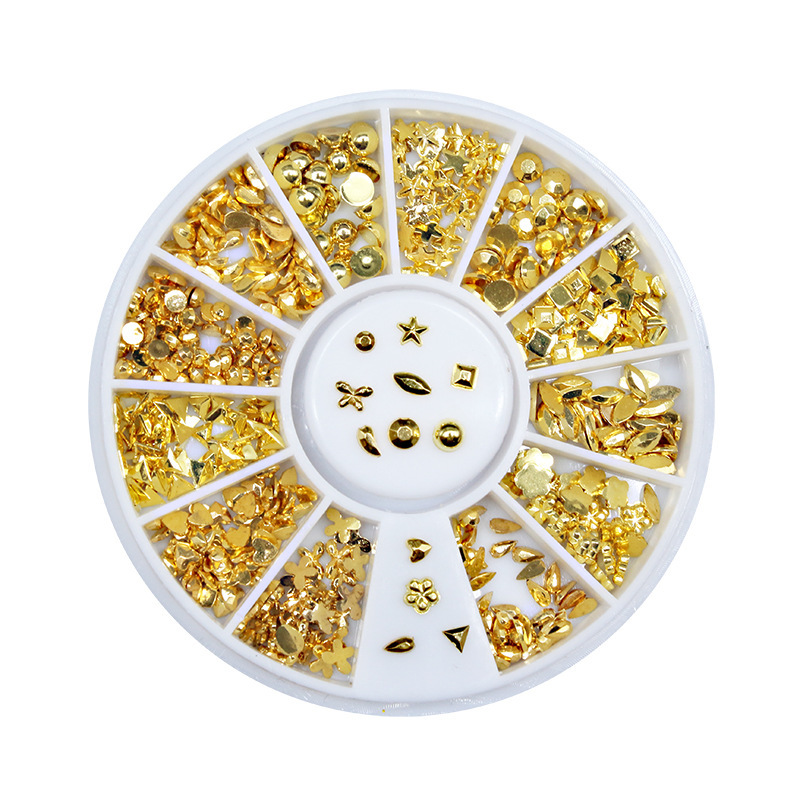 Cross-Border Supply of Acrylic Rhinestone Nail Art 12 Irregular Gold-Plated Butterfly Solid Half-Round Rivets Irregular Rhinestone Decorations