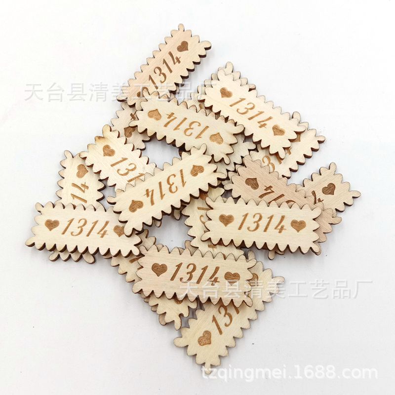 Registro de 1314 en forma de flor virutas de madera de bricolaje talla de madera 1314 etiqueta colgante 50 piezas un paquete