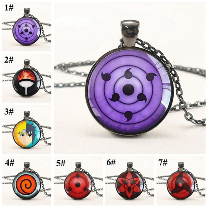 Naruto Sharingan Necklace Uchiha Sasuke Rinnegan Time Gem Pendant Anime Peripheral Sweater Chain