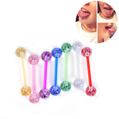 Plastic soft tongue clips with flashing tongue rings for wholesale, flexible nursing mother tongue clips with pearl decorations for wholesale