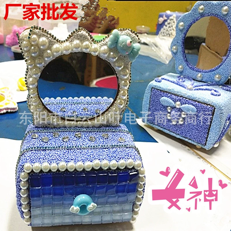 Ручной работы DIY детский творческий Снежинка грязь жемчужная грязь ультра легкие глиняные зеркала шкатулка для драгоценностей ящик для хранения повязка