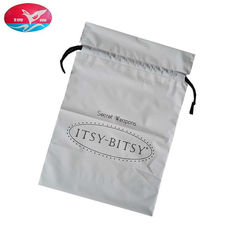 PE纯色奶白穿绳束口收纳袋子可做服装销售包装塑料袋厂家直营价优