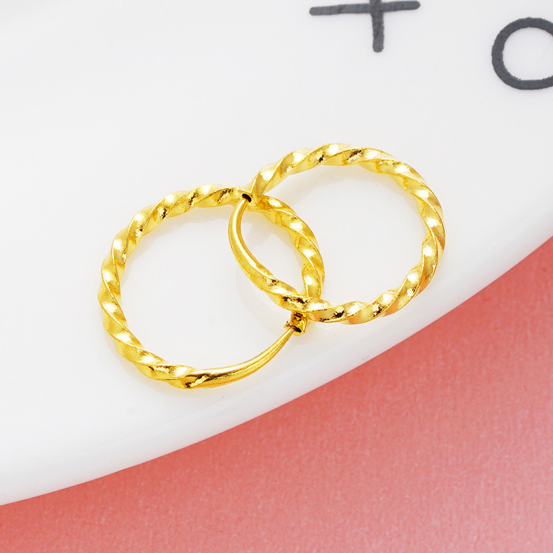 Wholesale Vietnam sand gold-plated earrings earrings brass gold-plated buckle twist smooth earrings women three sizes available