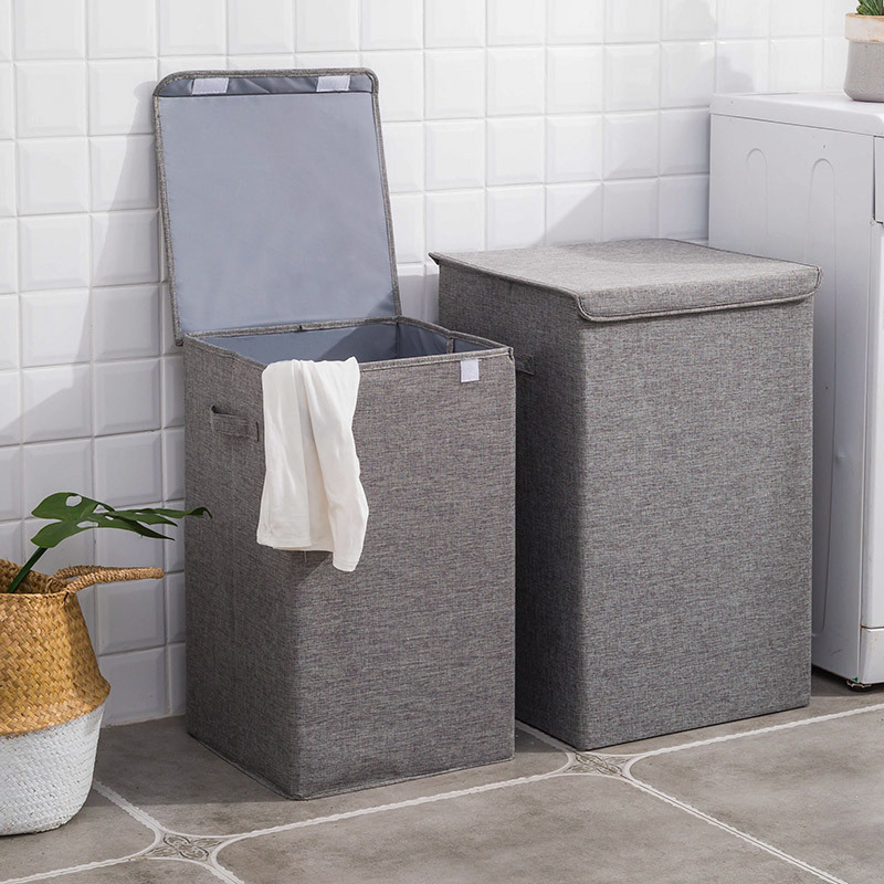 Cotton and Linen Dirty Clothes Storage Bucket Washable Lid Multifunctional Clothes Treading Box Large Cotton and Linen Storage Box New Style