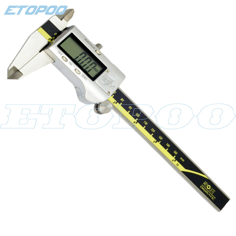 Etopoo正品 黄底 150MM 0.01MM IP54 防水型 数显卡尺 游标卡尺