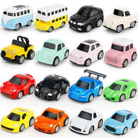 儿童玩具掌中宝Q版马卡龙回力合金小汽车模型 停车场景小车仔