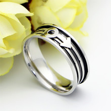 奥维洛韩版男生符号时尚钛钢戒指创意宽版指环黑色个性潮流饰品