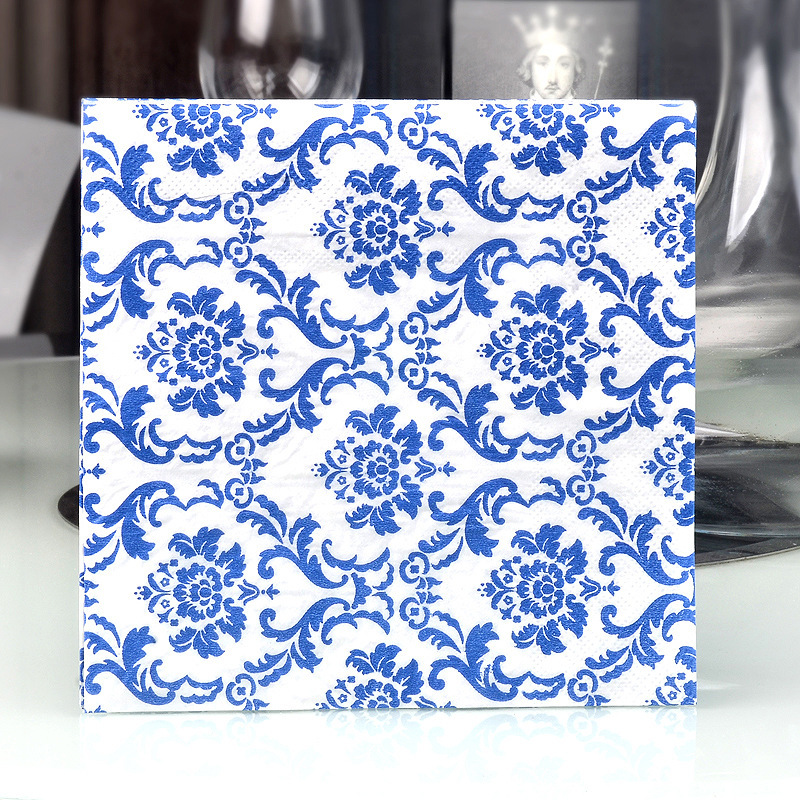 Blue and white porcelain colored napkin hotel wedding banquet placemat paper 20 pieces wooden paddle paper Chinese style printing paper dining paper Blue and white porcelain colored napkin hotel wedding banquet placemat paper 20 pieces wooden paddle paper Chinese style printing paper dining paper
