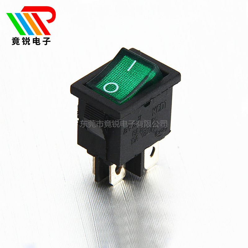 船型开关2档KCD1开关15*21四脚KCD1-104绿灯KC VDE UL认证翘板