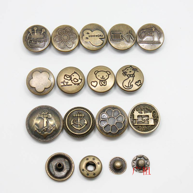 拼布艺DIY花样金属四合扣古铜色手作卡钱包Zakka风金属按纽扣批发