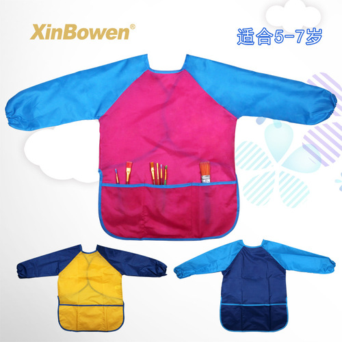 M size children's art painting clothes children's anti-fouling reverse waterproof smock kindergarten eating apron bib wholesale