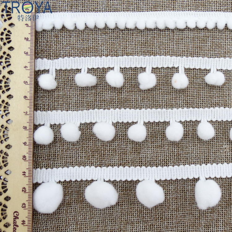 厂家直销优质白色毛球花边  diy直角吊穗小球球装饰花边辅料lace