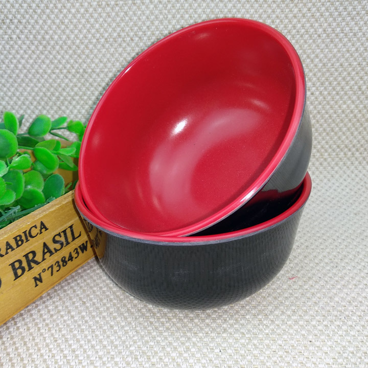 D2143 5045 tazón de color doble rojo y negro tazón de color doble tazón de melamina tazón de fuente de ensalada Yiwu 2 yuanes tienda binaria