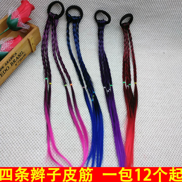 A1114 alta elástica de dos colores cuatro trenza peluca forma horquilla banda de pelo 2 yuanes tienda de joyería al por mayor