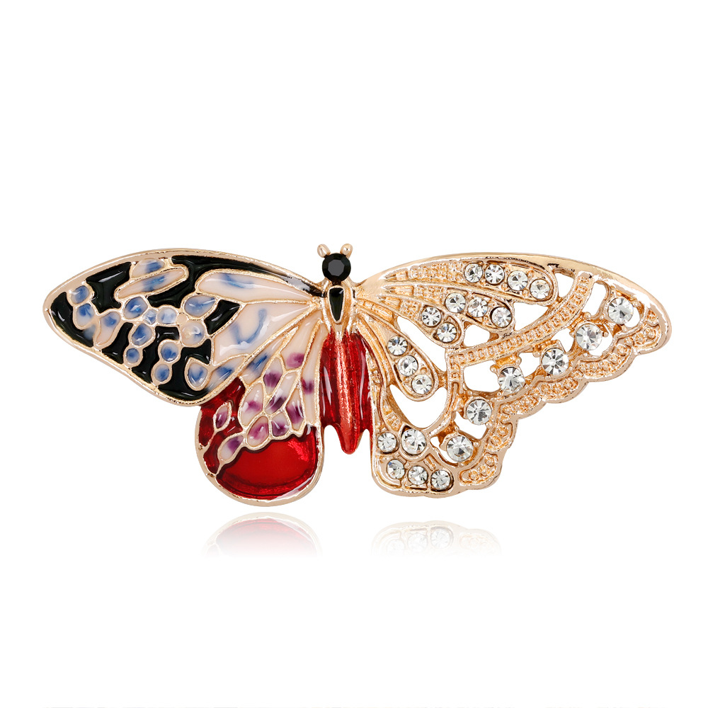 Fashionable Korean Style New All-match Enamel Jewelry Alloy Oil Dropping Butterfly Brooch Corsage