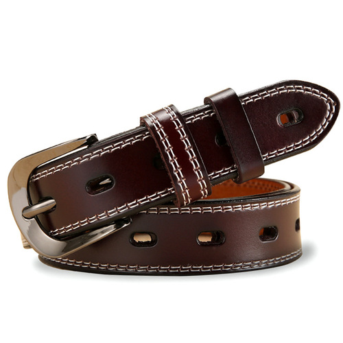 Wholesale Versatile Women's Genuine Leather Belts Women's Genuine Leather Belts Simple Black Pin Buckle Wide Belts for Women Dropshipping