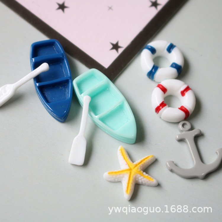 diy resin accessories boat anchor boat oar life buoy phone case cream material ocean wind miniature ornaments