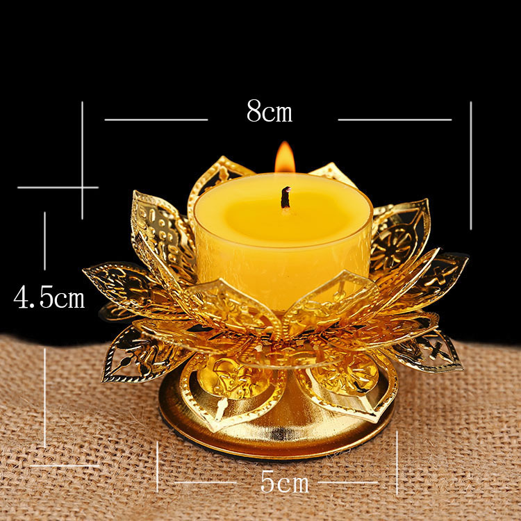 Nudo boda Buda adoración aleación color mantequilla vela titular de la lámpara de grano de mantequilla Tailandia Lotus candelabro base Buda conjunto