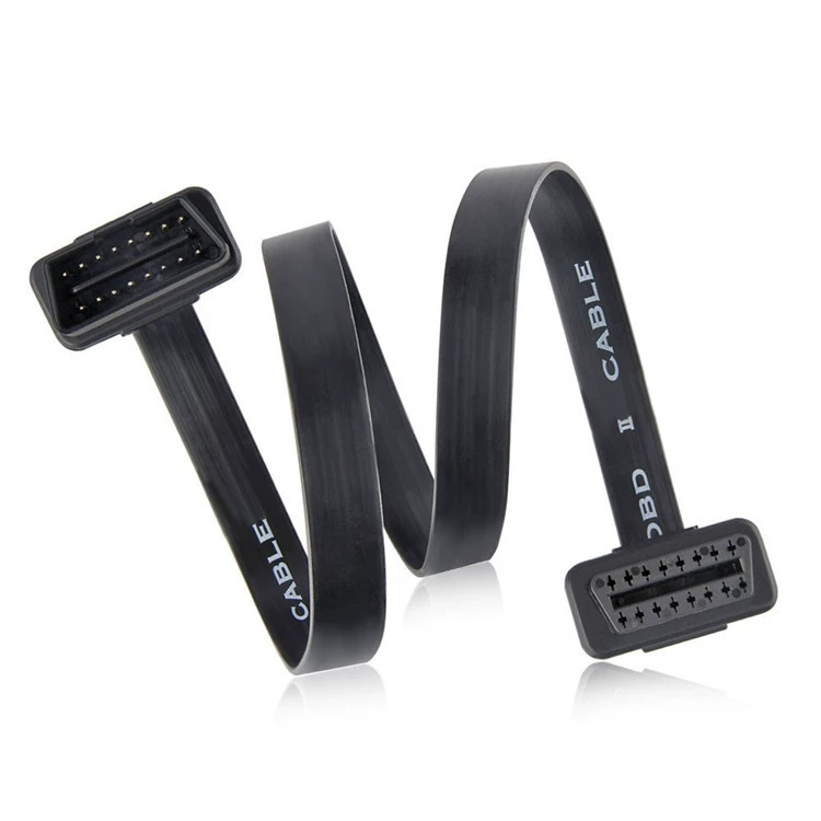 Автомобильный Удлинительный кабель GPS, Удлинительный плоский кабель OBD, 16-жильный полностью плоский кабель, адаптер OBD2, ультратонкий