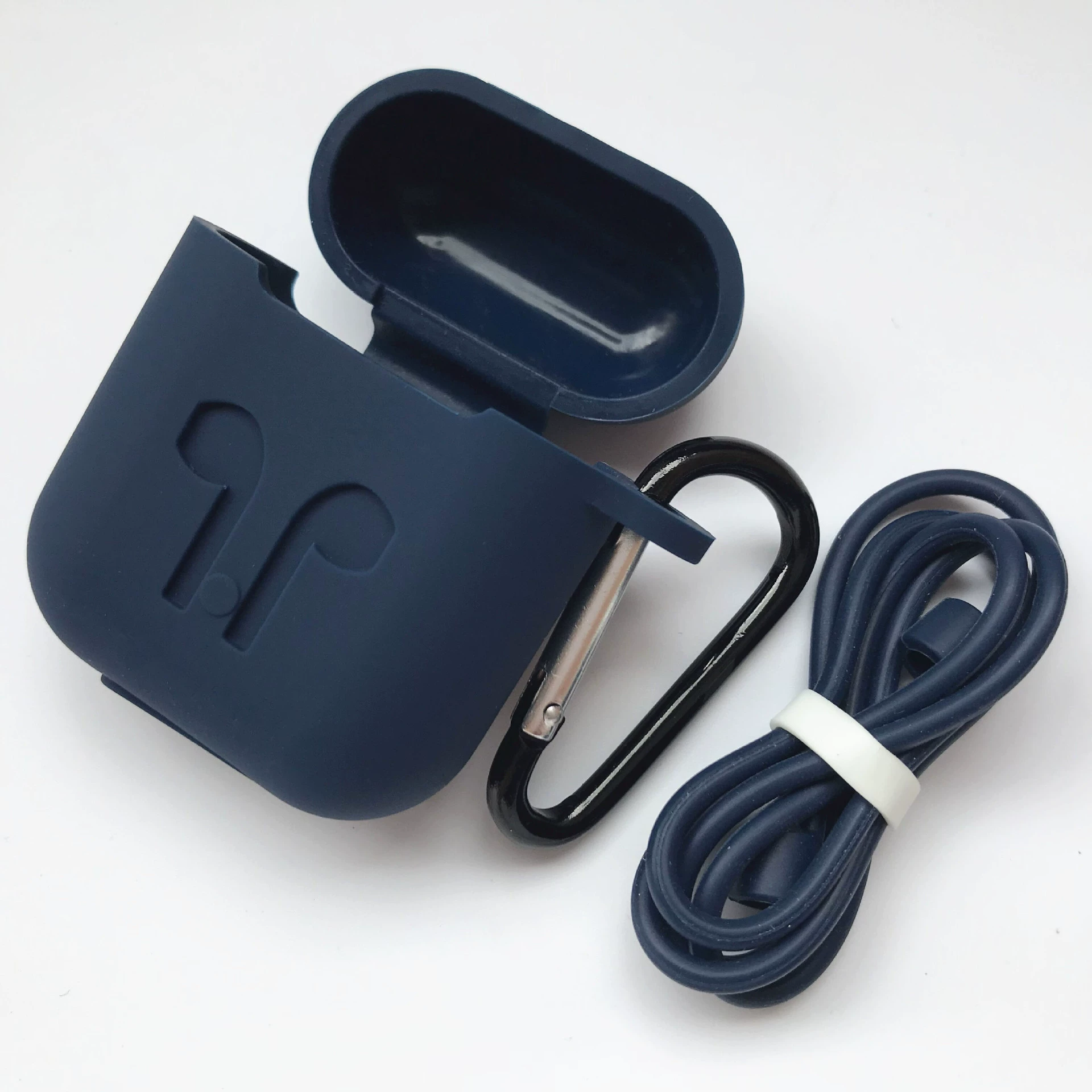 Силиконовый защитный чехол для AirPods, совместим с беспроводными наушниками, 13 цветов, карабин/крючок/верёвка