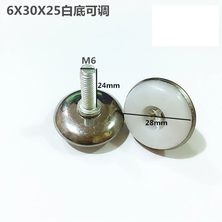 BaoLiShi Stainless Steel Adjustable Furniture Feet with White Base, M6/M8/M10 Threads, 15–40mm Heights