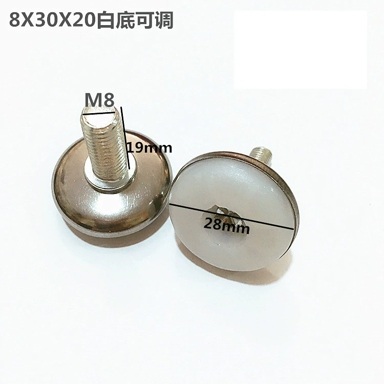BaoLiShi Stainless Steel Adjustable Furniture Feet with White Base, M6/M8/M10 Threads, 15–40mm Heights