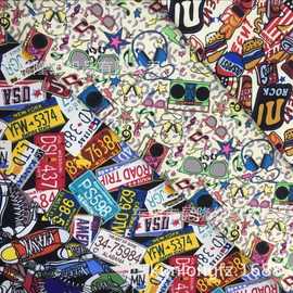 全棉帆布印花 8安帆布涂鸦印花面料 鞋子 标签  箱包手袋布印花