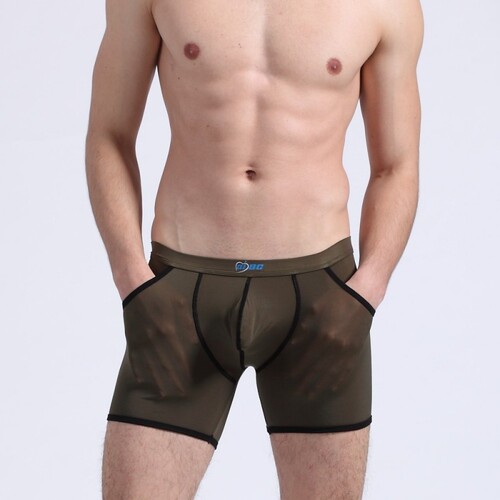 Men's aibc underwear wholesale menstrual underwear with pockets ultra-thin ice silk men's long version large boxer briefs for men 06QT