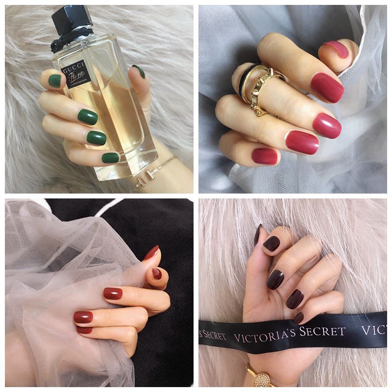 Manicura acabado color sólido parche de uñas falso corto 24 unidades traje caramelo multicolor europeo y americano colección japonesa y coreana