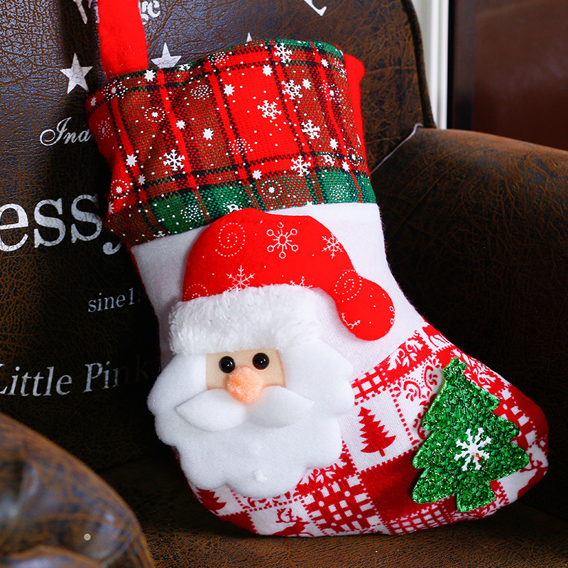 Christmas decorations Christmas stocking tree pendant children's candy bag gift bag bag snowflake socks_voghion.com