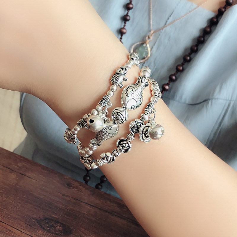 Genuine ethnic elastic beaded bracelet handmade